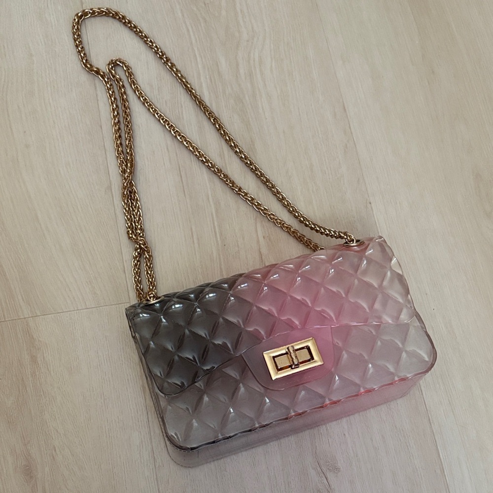 Elegant Pink and Gray Quilted Jelly Women's Bag
